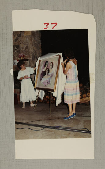 Linda Litter and Mary Ann Cox Unveil Painting at Convention Photograph 1, July 6-10, 1986 (image)