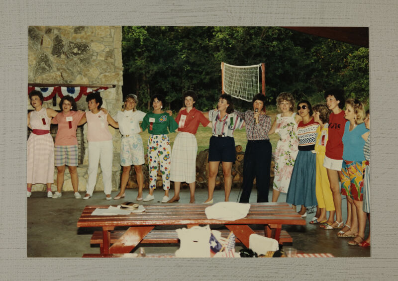 Phi Mus in Picnic Shelter at Convention Photograph 2, July 6-10, 1986 (Image)
