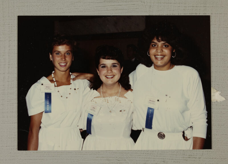 Group of Three in White Dresses at Convention Photograph, July 6-10, 1986 (Image)