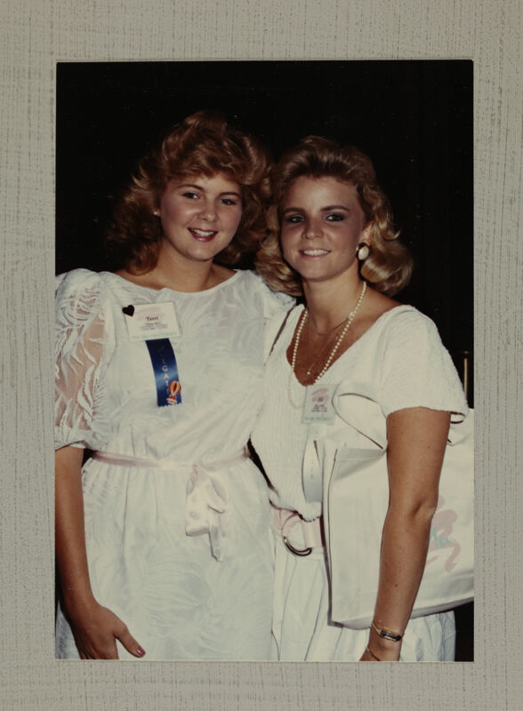 Terri and Jill in White Dresses at Convention Photograph, July 6-10, 1986 (Image)