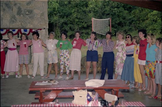 Phi Mus in Picnic Shelter at Convention Negative 2, July 6-10, 1986 (image)