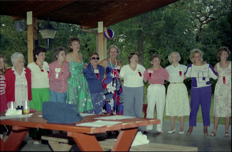Phi Mus in Picnic Shelter at Convention Negative 1, July 6-10, 1986 (Image)