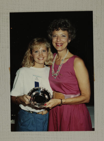 Pam Wadsworth and Unidentified With Award at Convention Photograph, July 1-5, 1988 (image)