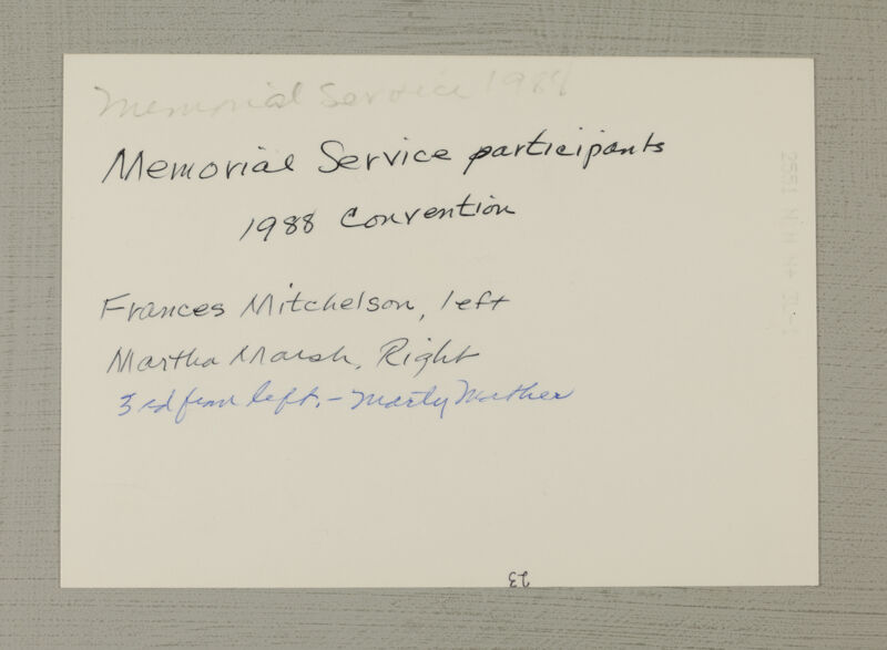 July 1-5 Convention Memorial Service Participants Photograph 1 Image