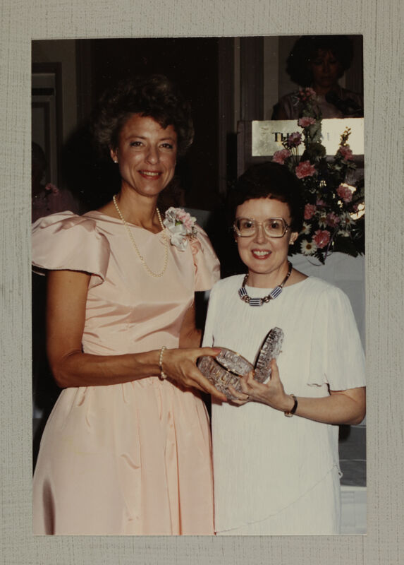 Pam Wadsworth and Unidentified Alumna With Award at Convention Photograph, July 1-5, 1988 (Image)
