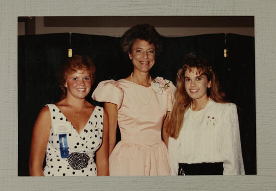 Pam Wadsworth and Two Unidentified Phi Mus at Convention Photograph, July 1-5, 1988 (image)