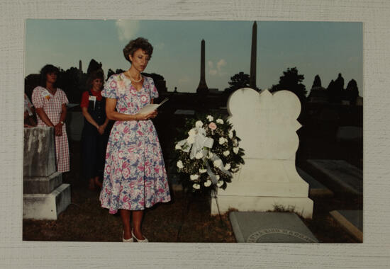 Pam Wadsworth Speaking at Martha Redding's Gravesite Photograph, July 1-5, 1988 (image)