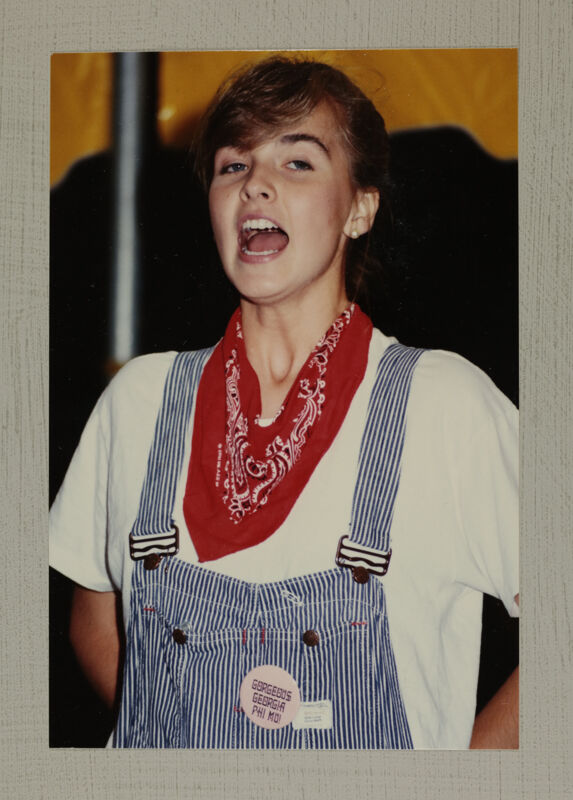 Washboard Band Member Singing at Convention Photograph 1, July 1-5, 1988 (Image)
