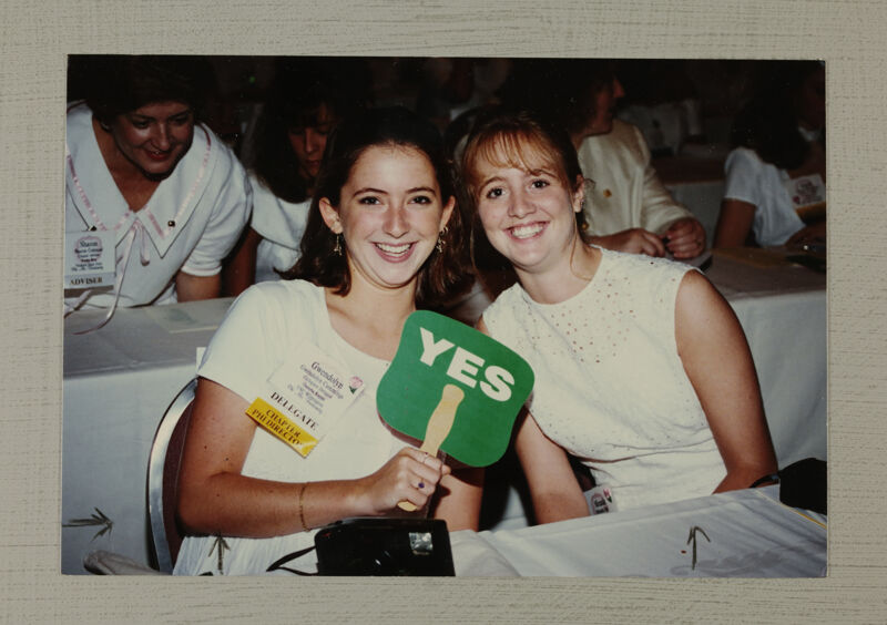 Convention Delegates With Yes Fan Photograph, July 1-4, 1994 (Image)
