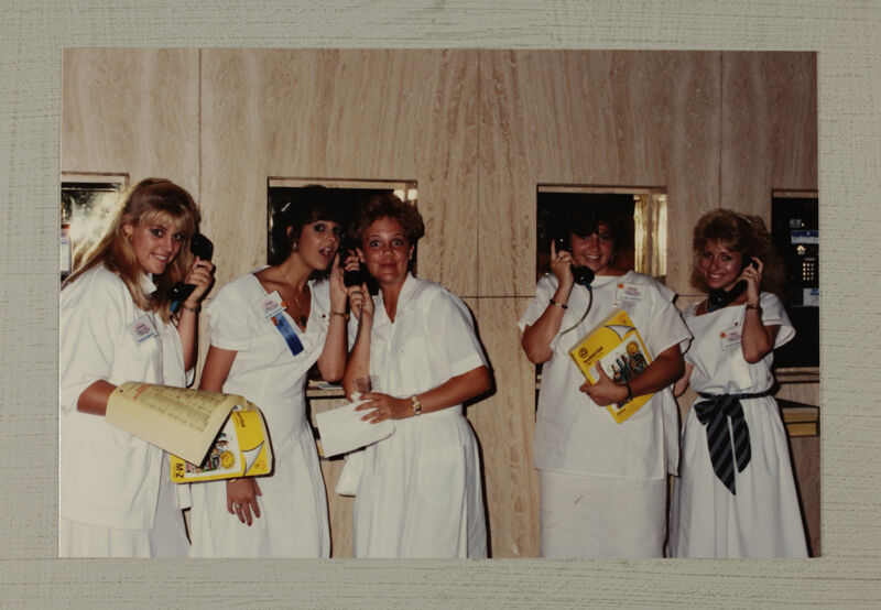Five Phi Mus Make Telephone Calls During Convention Photograph, July 1-5, 1988 (Image)