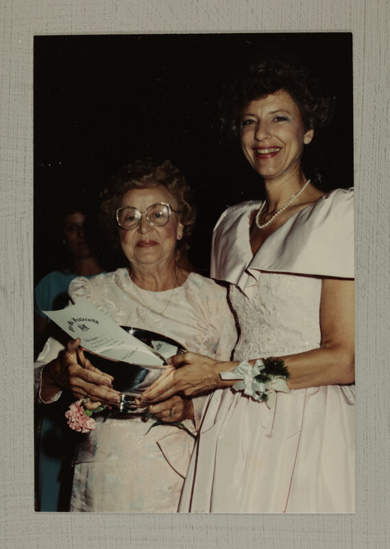 Pam Wadsworth and Unidentified Alumna with Convention Award Photograph, July 6-9, 1990 (Image)