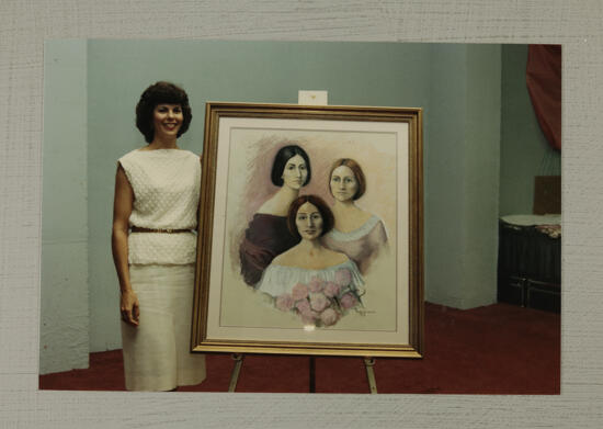 Mary Ann Cox with Painting at Convention Photograph 4, July 6-10, 1986 (image)