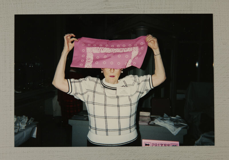 July 1-4 Elise Rawson with Pink Handkerchief at Convention Photograph Image
