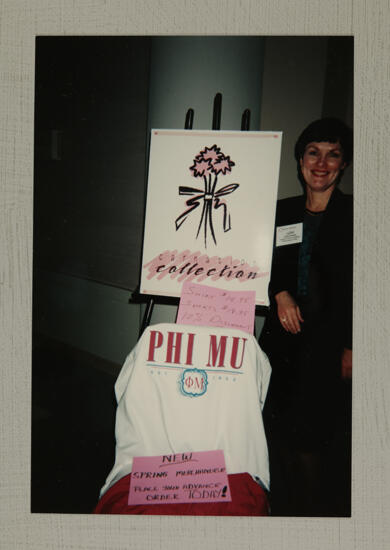 LaDell Drescher with Carnation Collection Merchandise at Convention Photograph, July 1-4, 1994 (image)