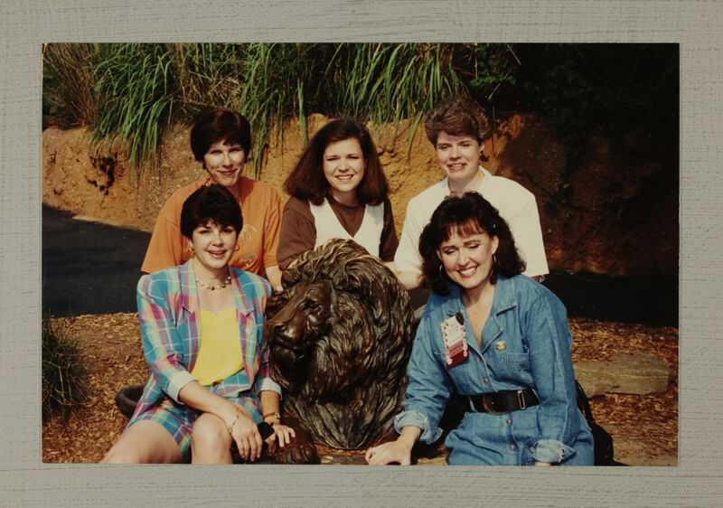 Group of Five by Lion Statue at Convention Photograph, July 1-4, 1994 (Image)