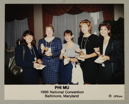 Five Phi Mus with Desserts at Convention Photograph, July 4-8, 1996 (image)