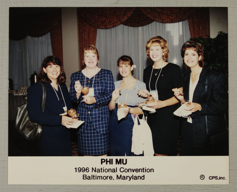 Five Phi Mus with Desserts at Convention Photograph, July 4-8, 1996 (Image)