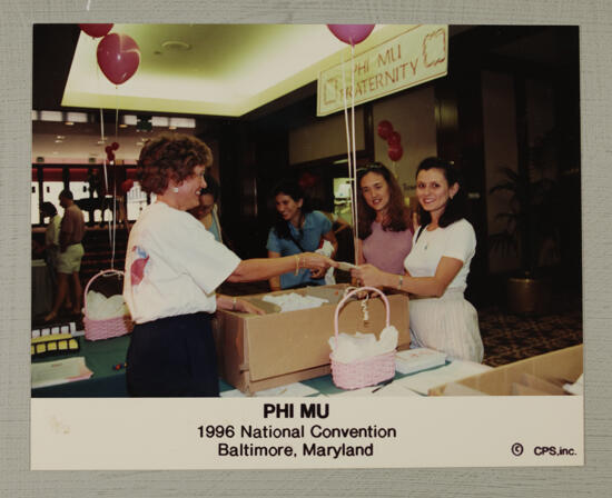 Joan Nelson Registering Phi Mus for Convention Photograph, July 4-8, 1996 (image)