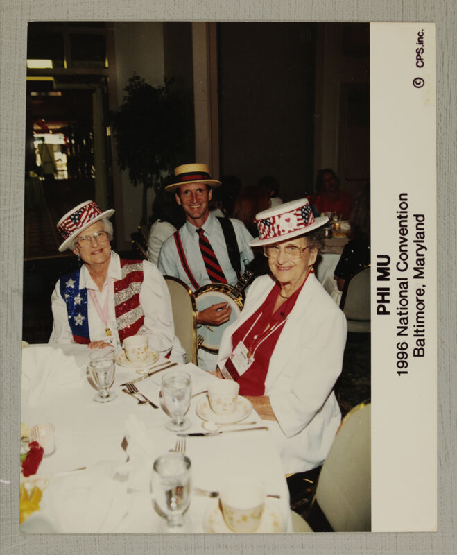 Two Phi Mus and Banjo Player at Convention Photograph, July 4-8, 1996 (Image)