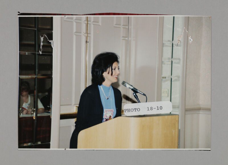 Unidentified Phi Mu Speaking at Convention Photograph, July 3-5, 1998 (Image)