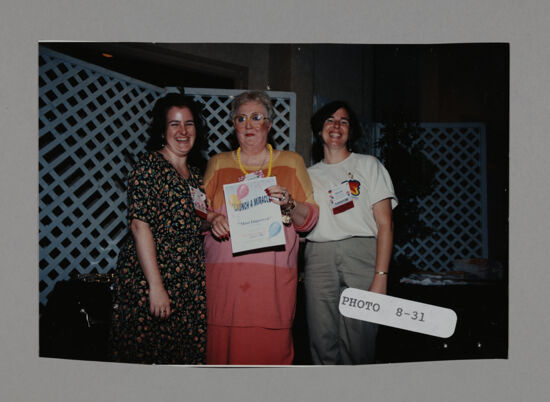 Claudia Nemir and Two Unidentified Phi Mus at Convention Photograph, July 3-5, 1998 (image)