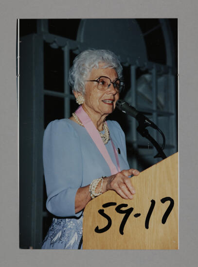 Perky Campbell Speaking at Convention Photograph 1, July 3-5, 1998 (image)