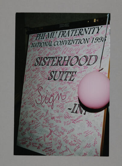 National Convention Sisterhood Suite Sign-In Board Photograph, July 3-5, 1998 (image)