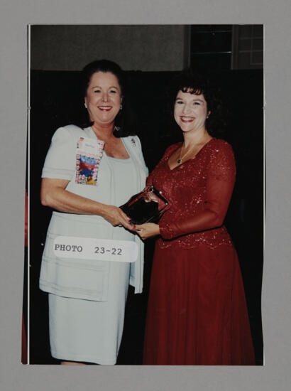 Shellye McCarty and Frances Mitchelson with Convention Award Photograph 1, July 3-5, 1998 (image)