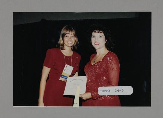 Jennifer Williams and Frances Mitchelson with Convention Award Photograph, July 3-5, 1998 (image)