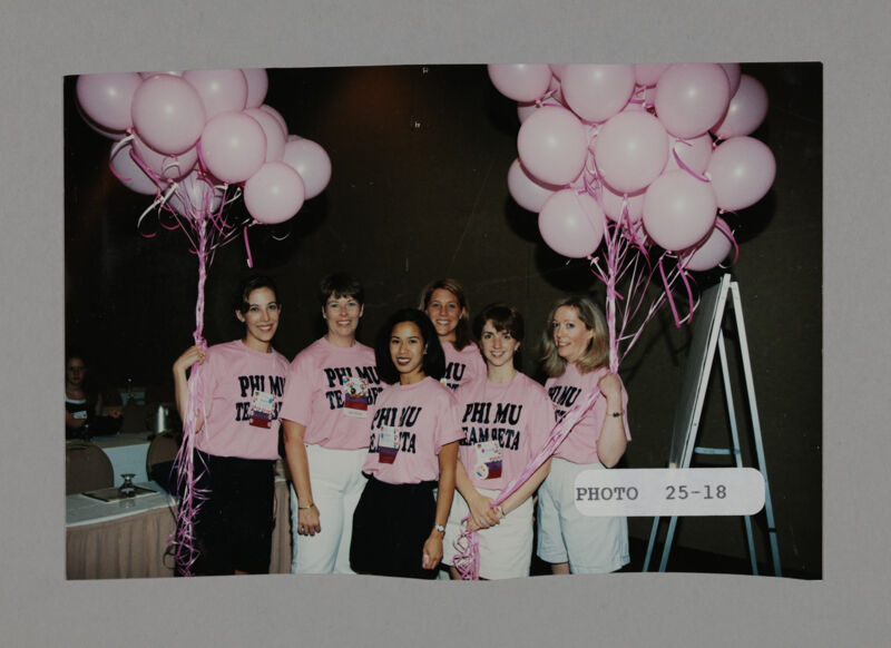Team Beta with Pink Balloons at Convention Photograph 1, July 3-5, 1998 (Image)