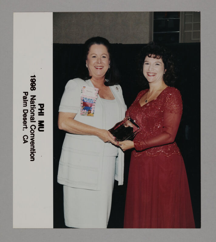 Shellye McCarty and Frances Mitchelson with Convention Award Photograph 3, July 3-5, 1998 (Image)