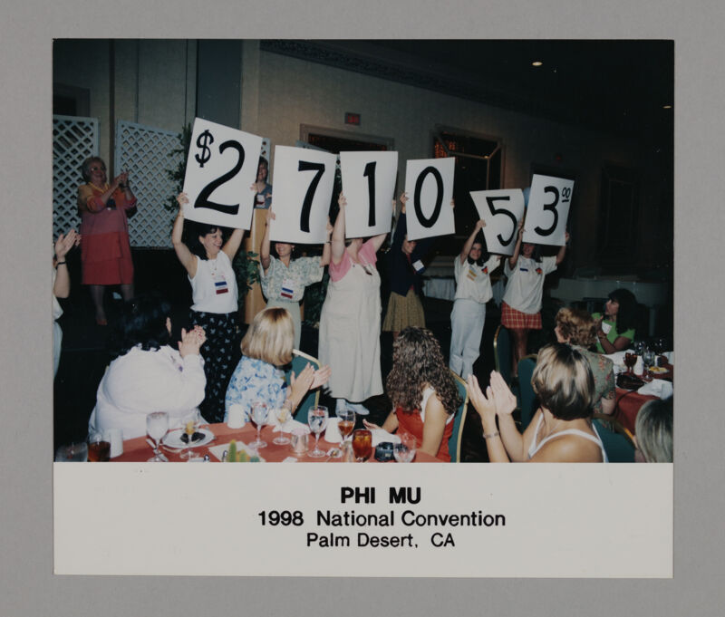 Phi Mus Holding Total CMN Giving at Convention Foundation Luncheon Photograph 2, July 3-5, 1998 (Image)