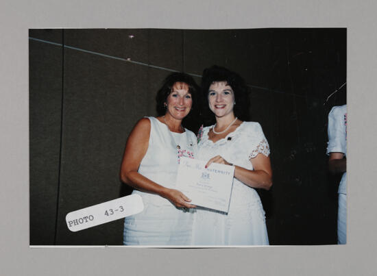 Mary Young and Frances Mitchelson with Certificate at Convention Photograph, July 3-5, 1998 (image)