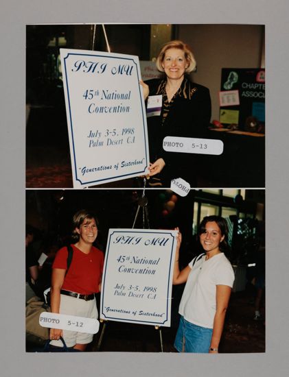 Gail and Two Phi Mus by Convention Sign Photosheet, July 3-5, 1998 (image)