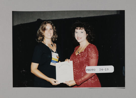 Frances Mitchelson and Unidentified with Convention Award Photograph 14, July 3-5, 1998 (image)