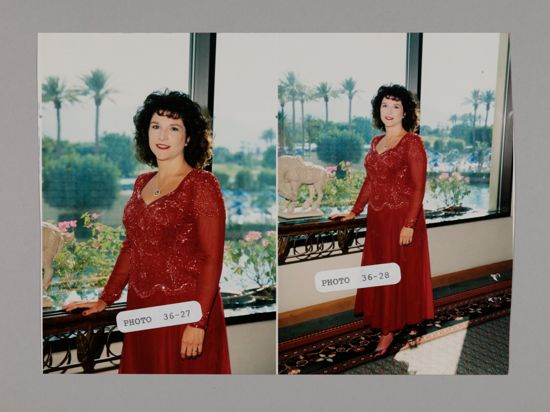 Frances Mitchelson in Red Dress at Convention Photosheet, July 3-5, 1998 (image)