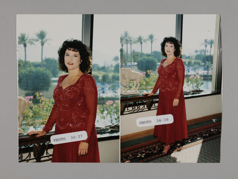 Frances Mitchelson in Red Dress at Convention Photosheet, July 3-5, 1998 (Image)