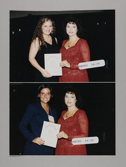 Frances Mitchelson and Unidentified with Convention Certificate Photosheet, July 3-5, 1998 (image)