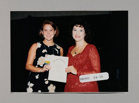 Alpha Eta Chapter Member and Frances Mitchelson with Convention Certificate Photograph, July 3-5, 1998 (image)