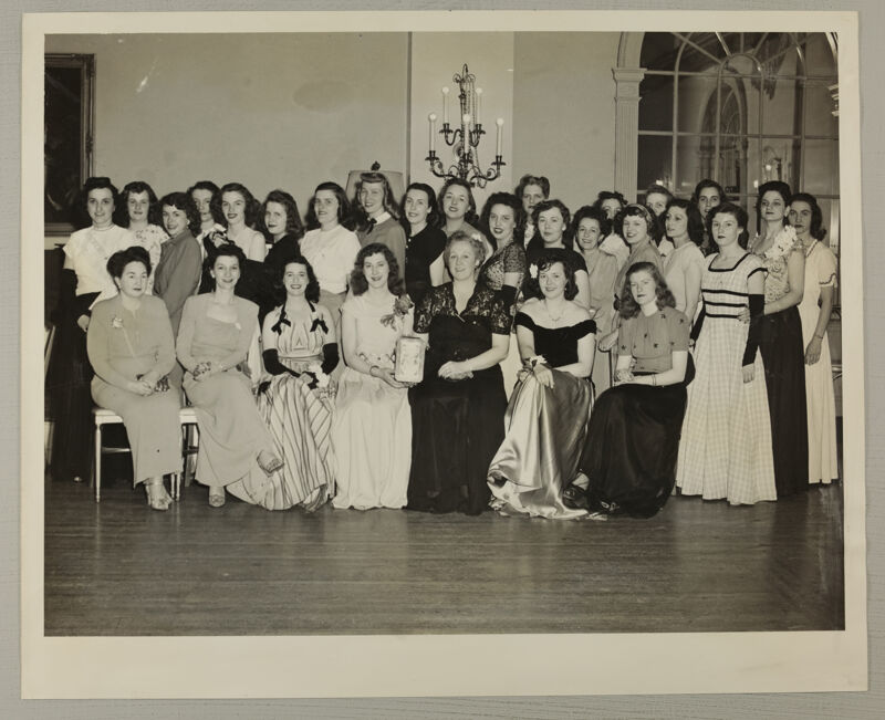 Upsilon Chapter with Achievement Plaque at District V Convention Photograph 3, 1947 (Image)