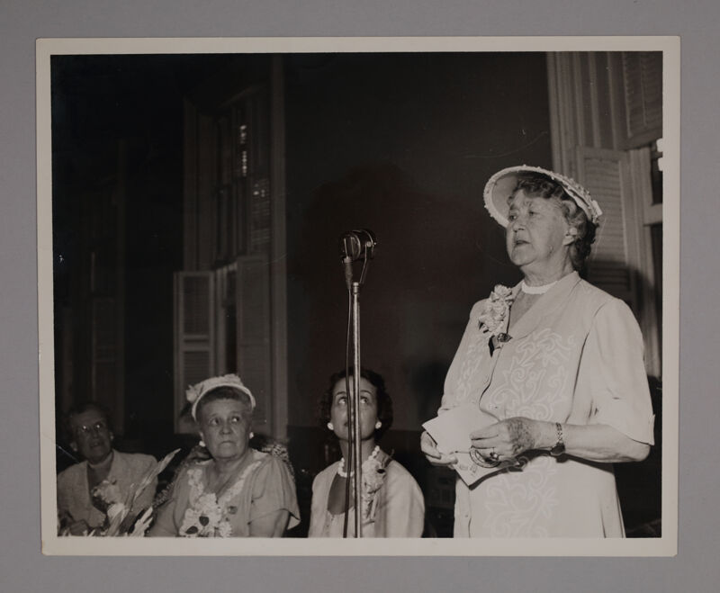 Unidentified Phi Mu Speaking at Convention Photograph, June 23-28, 1952 (Image)