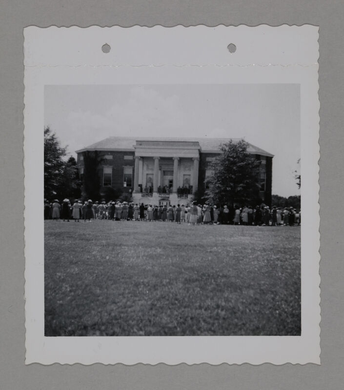 Phi Mus Gathering Outside Wesleyan College Library During Convention Photograph, June 23-28, 1952 (Image)