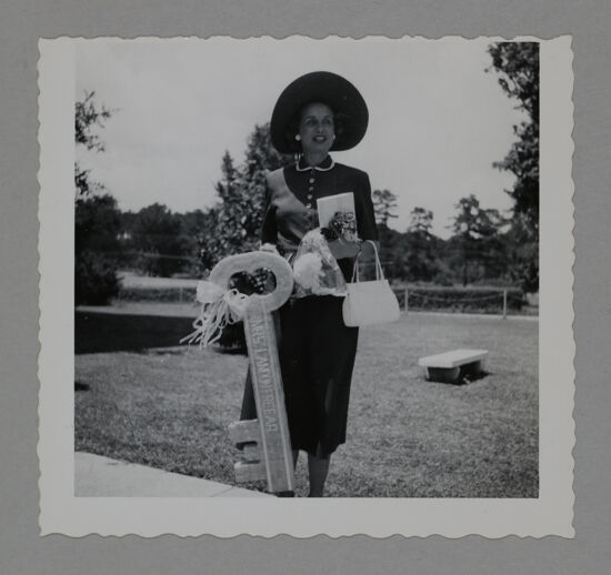 Polly Freear Holding Large Key at Convention Photograph, June 23-28, 1952 (image)