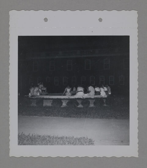 Phi Mus in the Wesleyan College Alpha Delta Pi Fountain During Convention Photograph 1, June 23-28, 1952 (image)