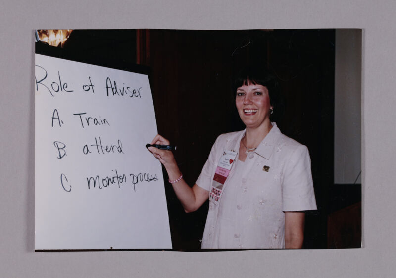 Marcie Helmke Leading Adviser Training at Convention Photograph, July 7-10, 2000 (Image)