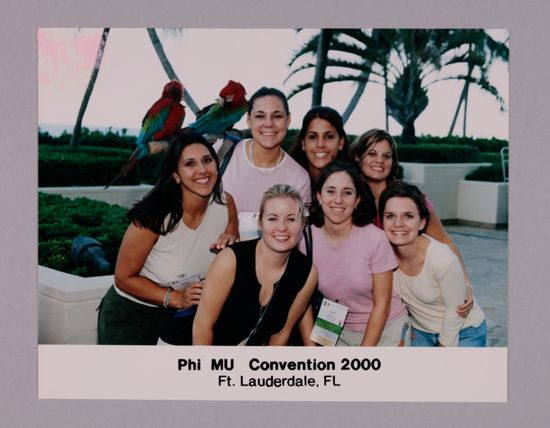 Group of Seven with Parrots at Convention Opening Dinner Photograph 2, July 7-10, 2000 (image)