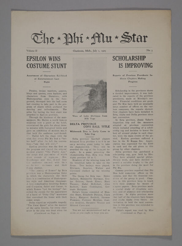 The Phi Mu Star, Vol. 2, No. 3, July 1, 1925 (Image)