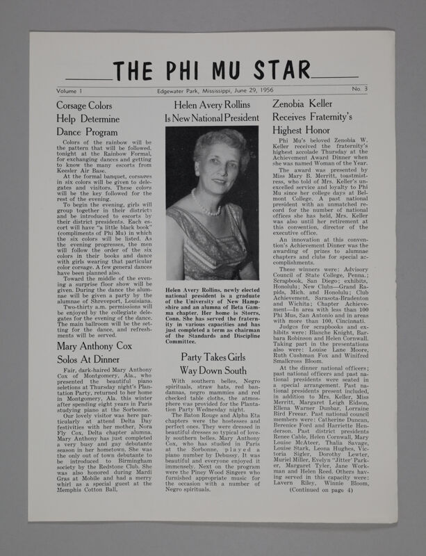 The Phi Mu Star, Vol. 1, No. 3, June 29, 1956 (Image)