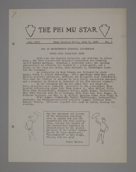 The Phi Mu Star, Vol. 8, No. 1, July 2, 1940 (image)