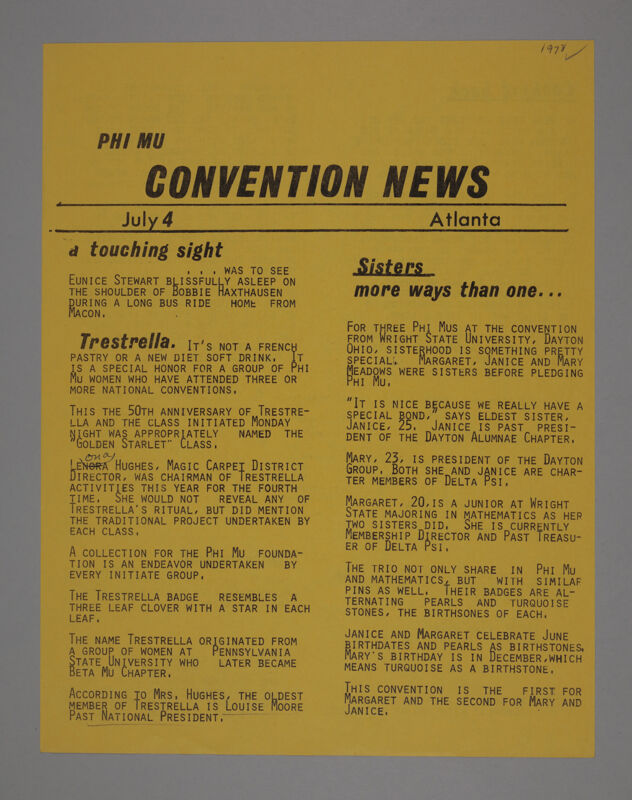 Phi Mu Convention News, July 4, 1978 (Image)